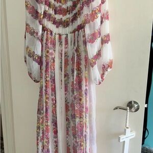 vintage 1970s chiffon pansy print dress Vintage Size 10 fits smaller